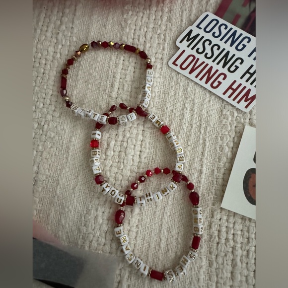 Red Taylor swift tiny letter bracelet set I bet you think about me confetti eras - Picture 6 of 8